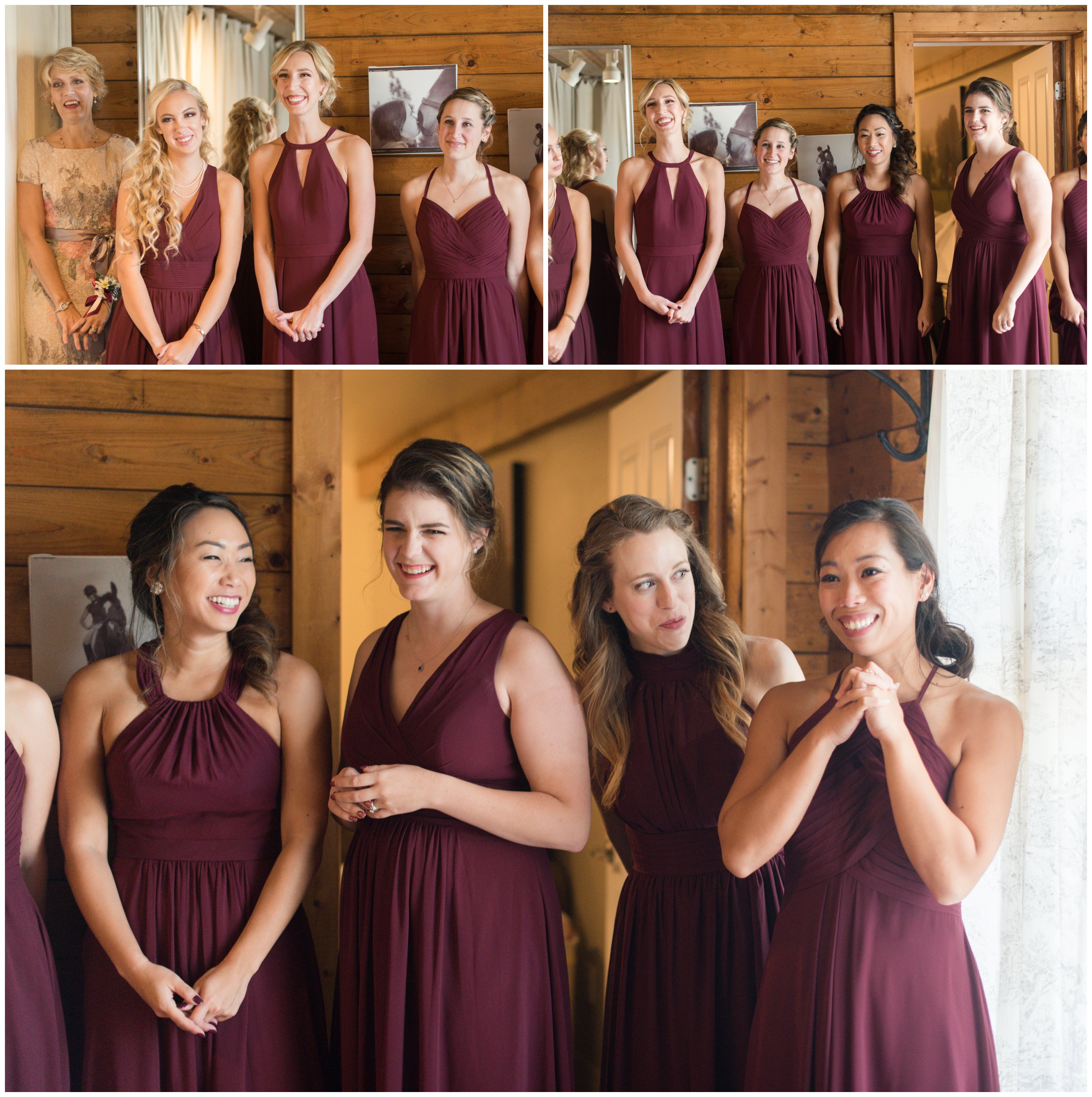 bridesmaids react to bride at waynesboro virignia wedding