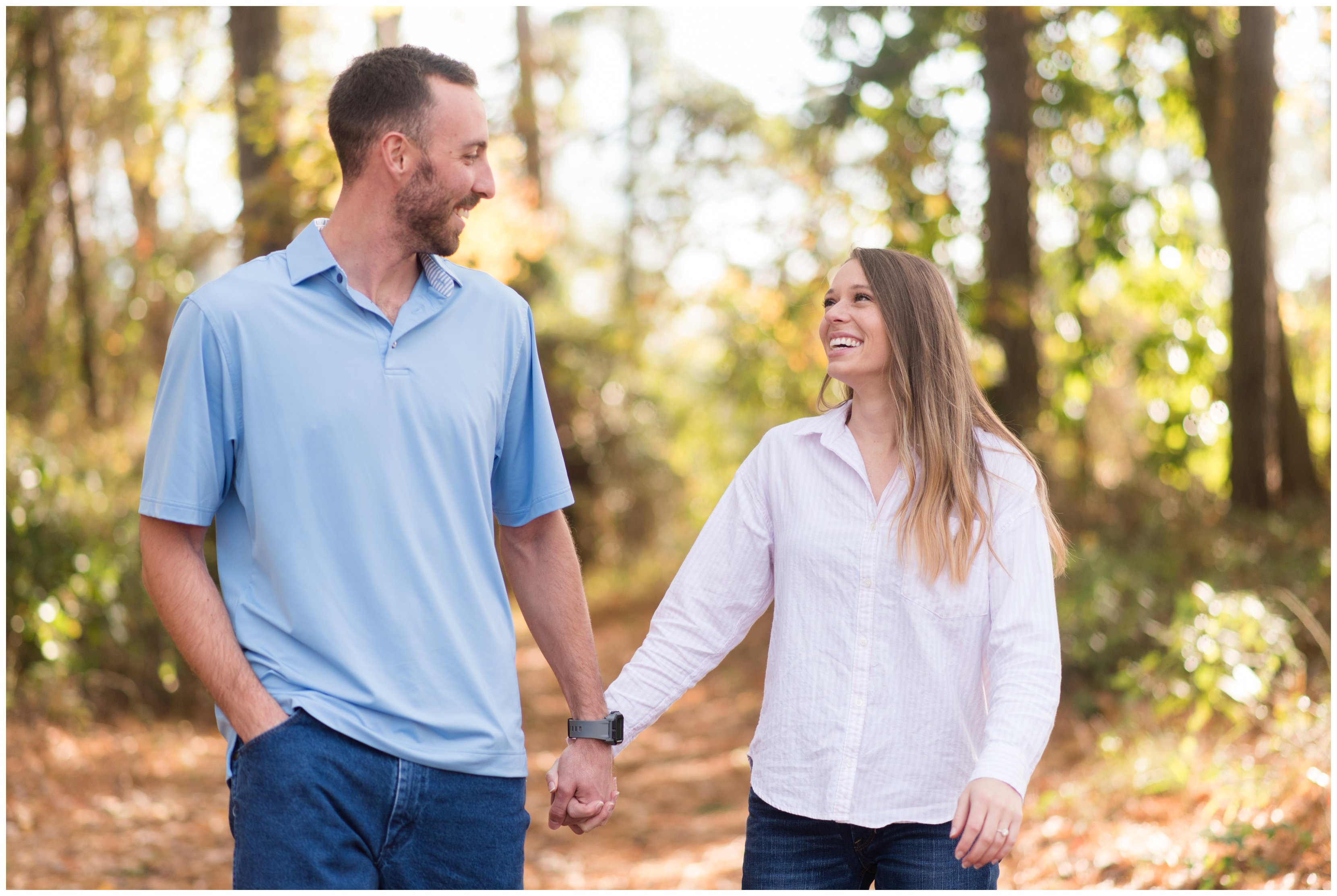 couple smiling by hampton roads virginia wedding photographer