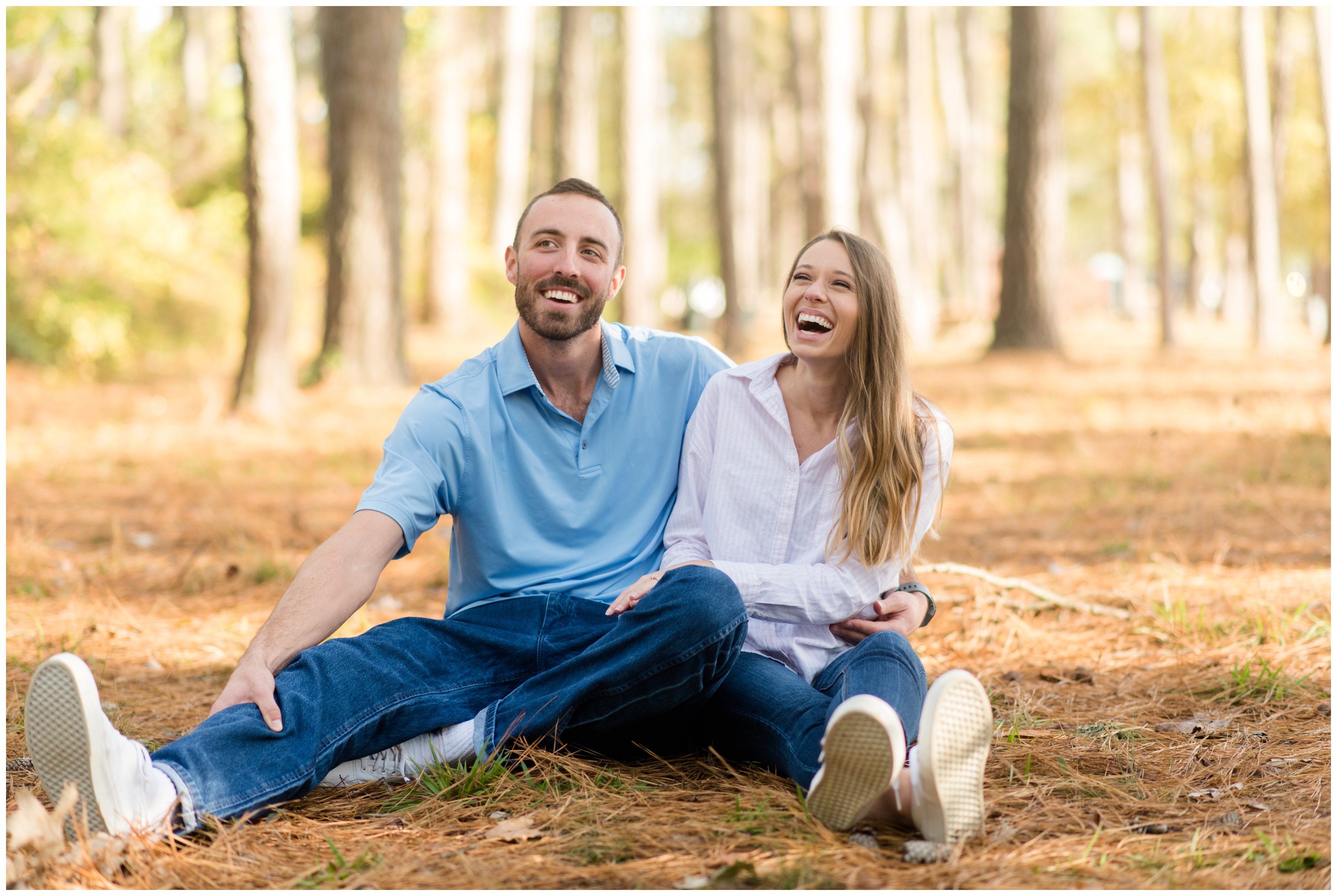couple laughing during locks park chesapeake engagement session