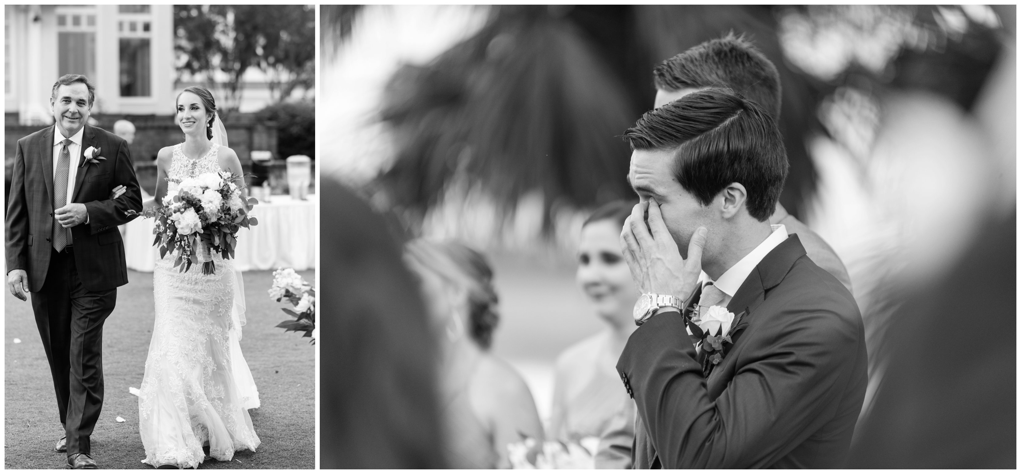emotional groom cries during ceremony at callawassie island wedding in south carolina
