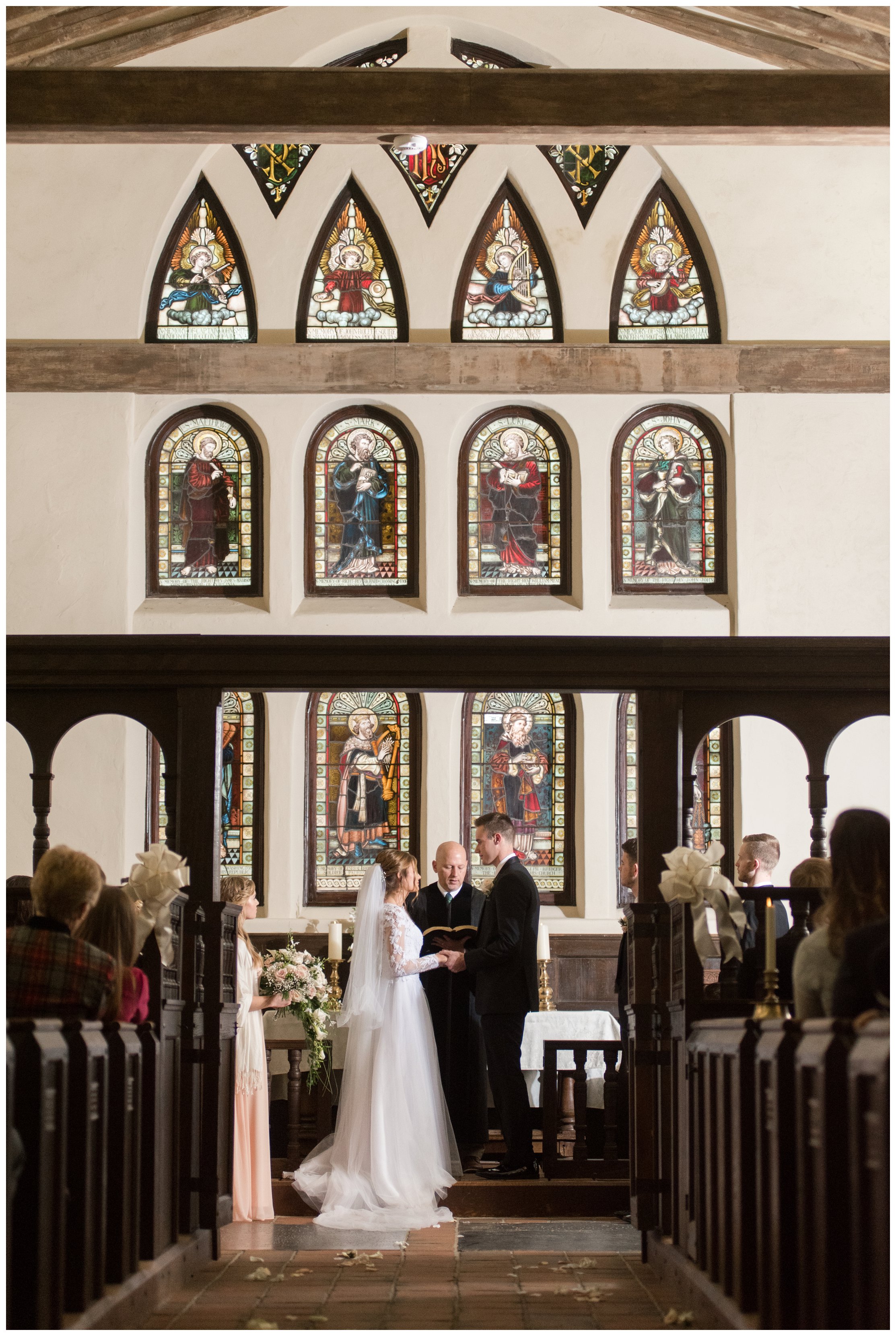 wedding ceremony at historic st lukes church in smithfield virginia