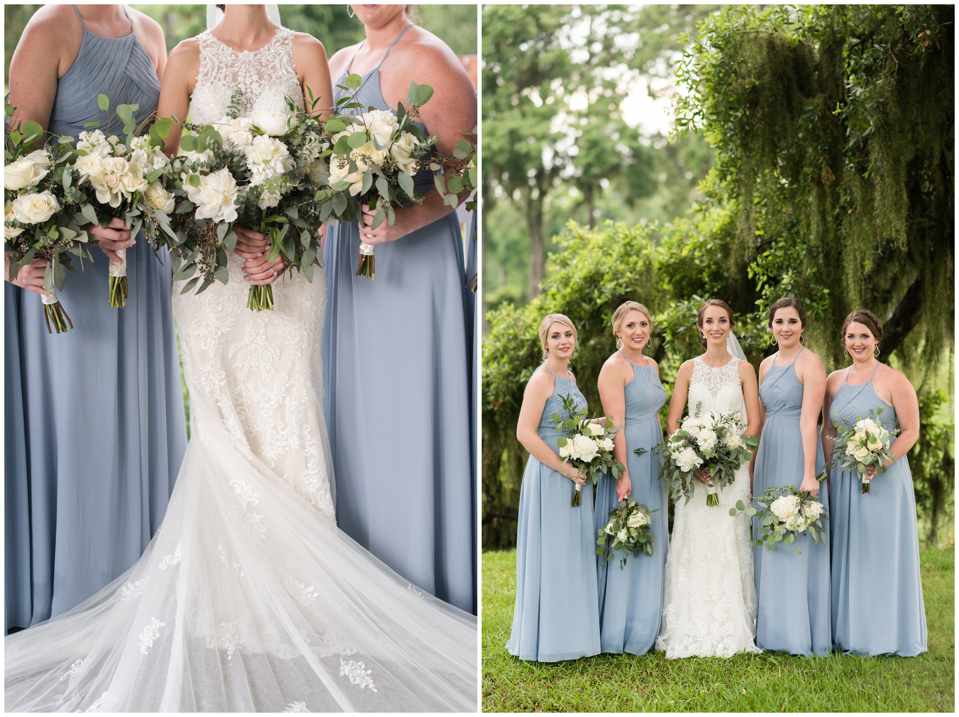 dusty blue bridesmaid dresses during callawassie island wedding