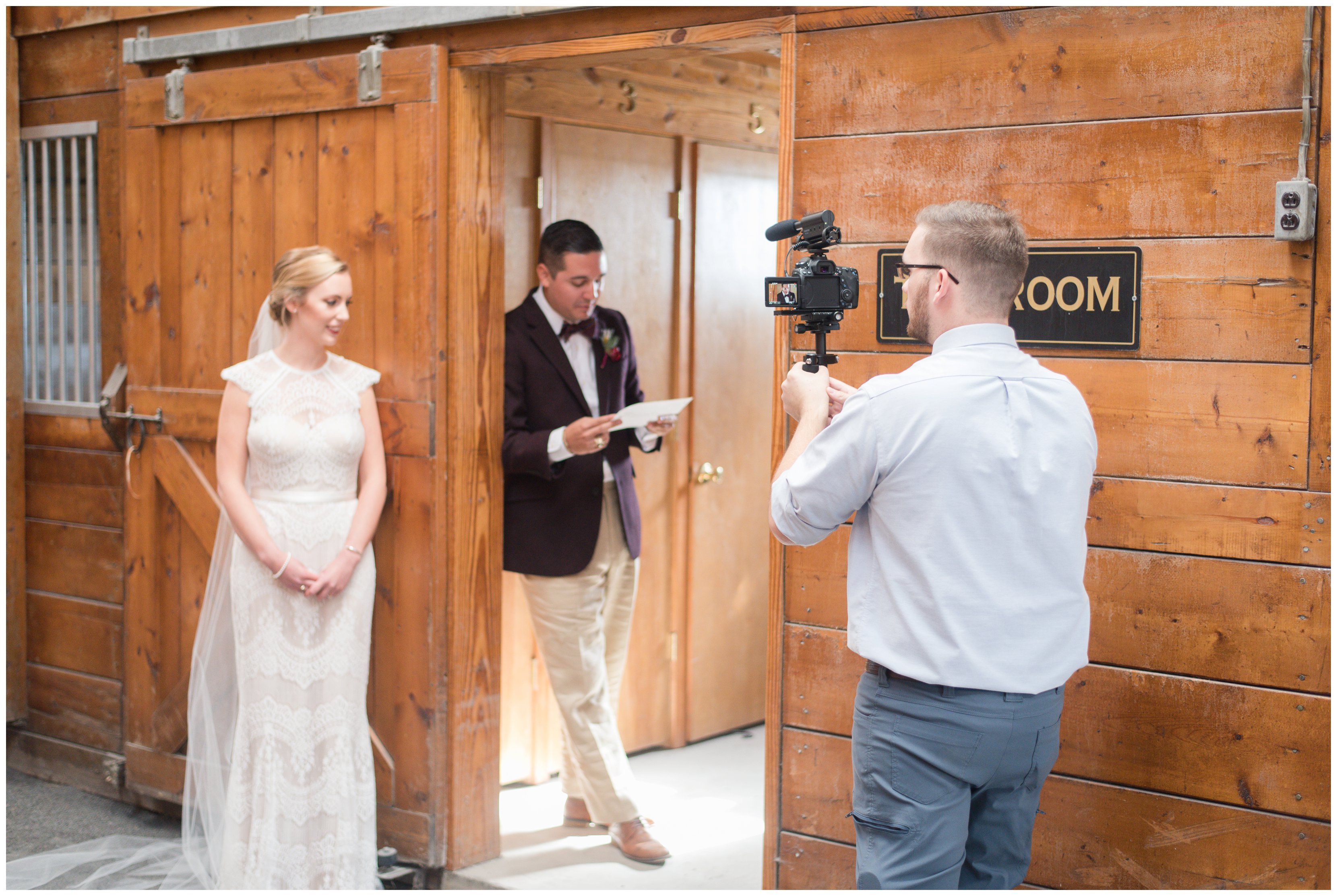 hampton roads virignia wedding videographer films couple exchanging letters during wedding