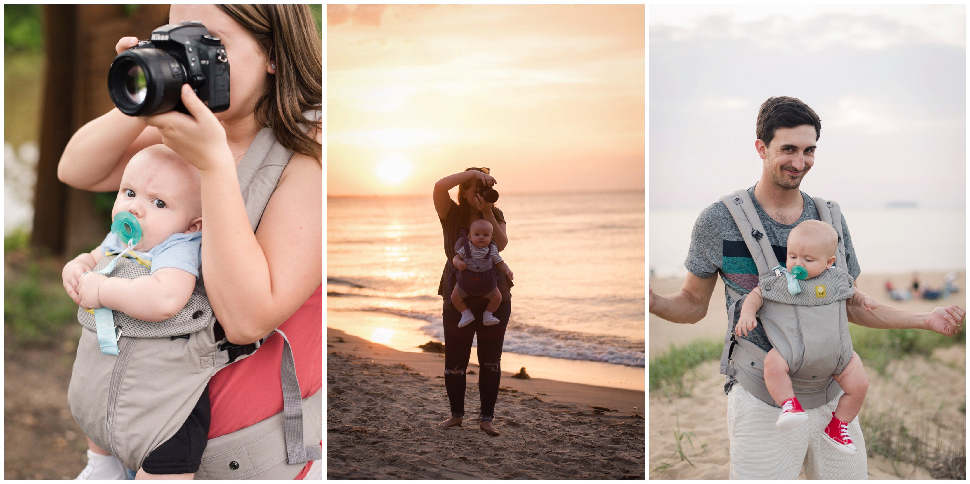 photographer baby wearing in carrier during shoots in virginia